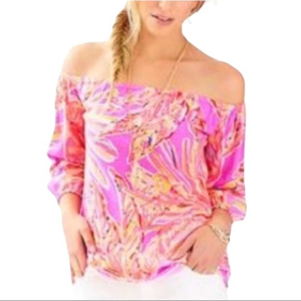 LILLY PULITZER ENNA OFF-SHOULDER TOP BLOUSE XS NWOT